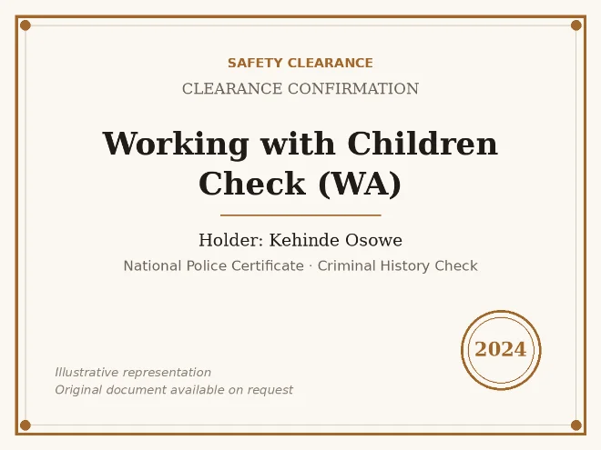 Допуск к работе с детьми (Working with Children Check, WA)