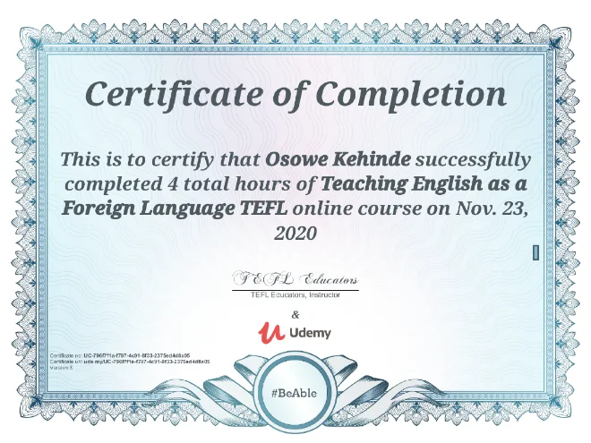 Сертификат TEFL, Udemy